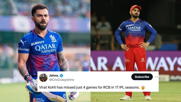 Fans React As Virat Kohli Has Missed Just 4 Games For RCB In 17 IPL Seasons