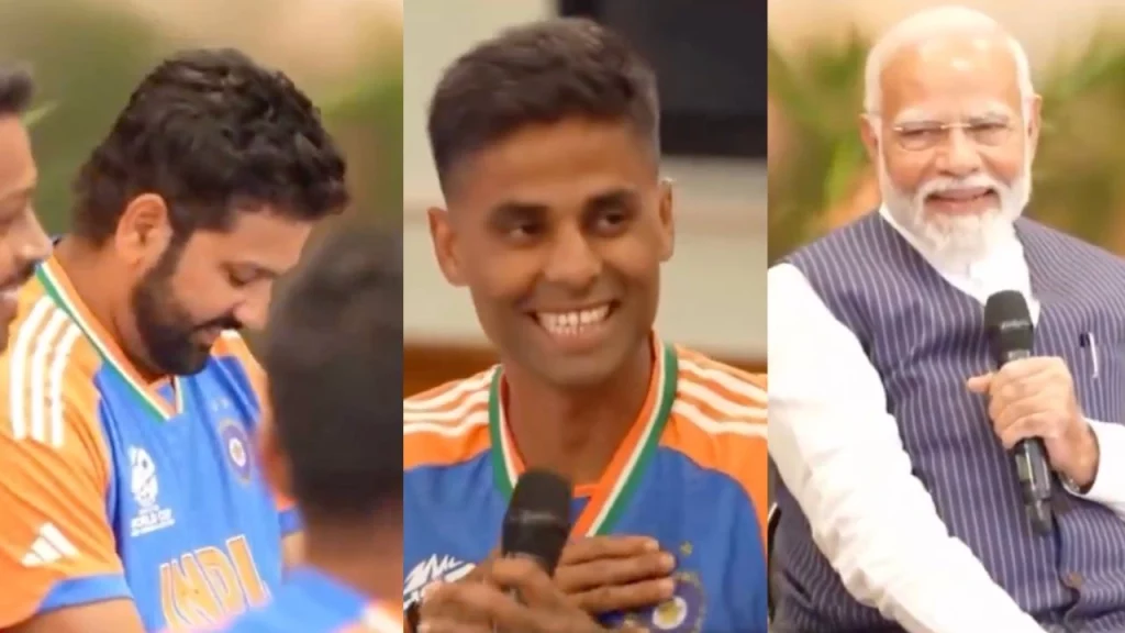 WATCH: Rohit Sharma Hilariously Checks His Jersey To Confirm Two Stars In Front Of PM Modi