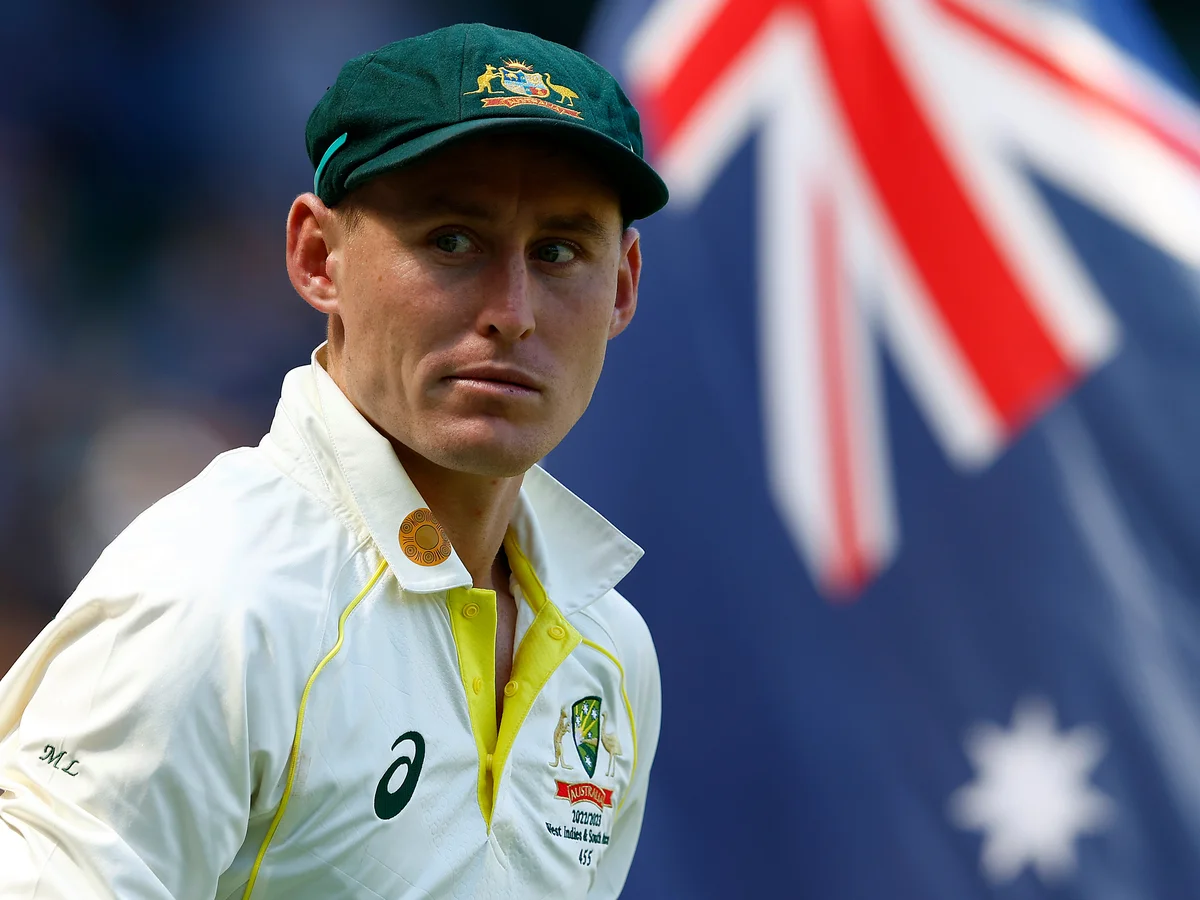 Marnus Labuschagne looking visibly dejected and frustrated while walking off the cricket field after a low score during the 2025 Test season, symbolizing his career-worst form slump.