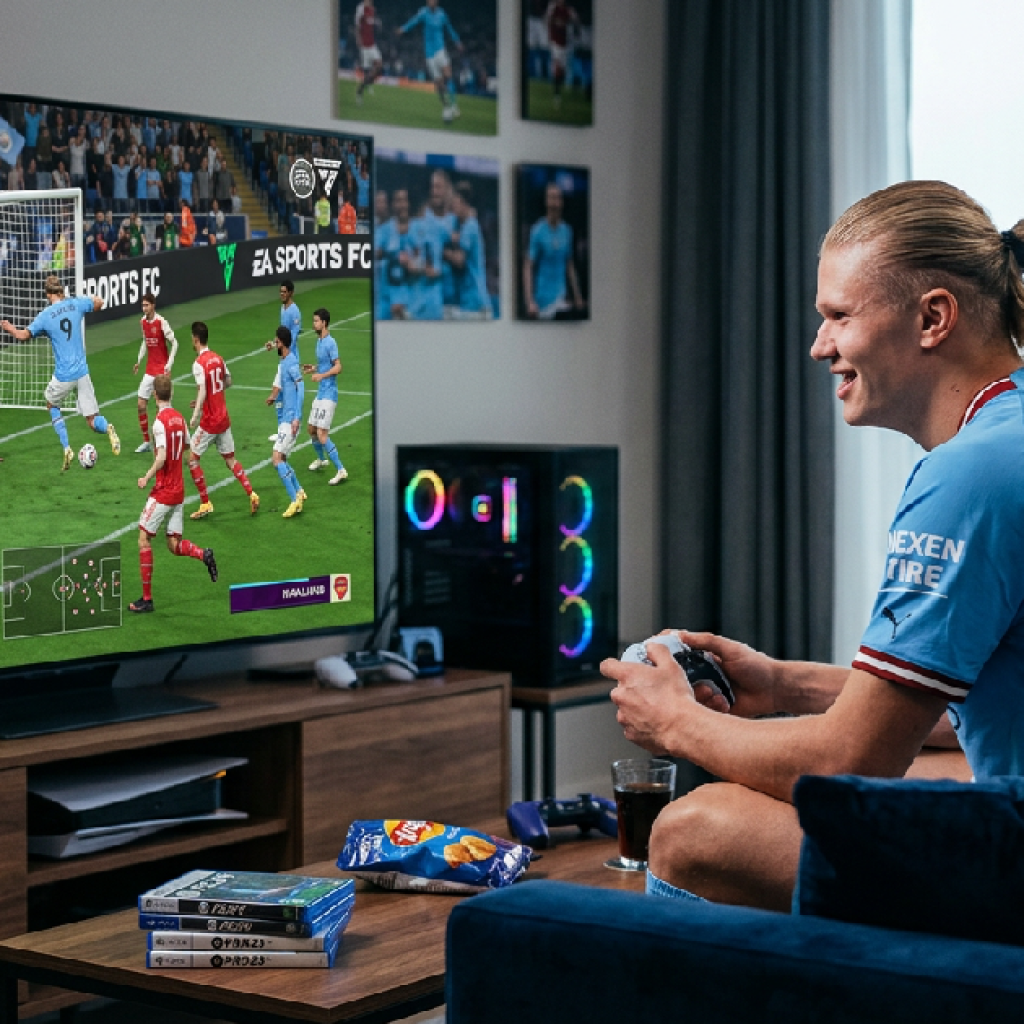 ฮาลันด์ ลุยสนามจำลองต่อ หลังมีรายงานคลิปโชว์ลั่นไกยิง อาร์เซนอล ในเกม FC