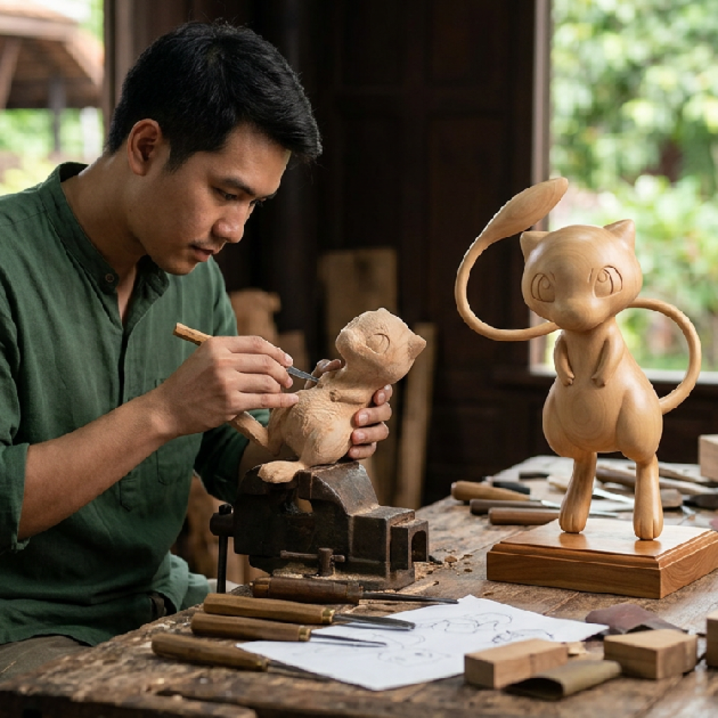 งานฝีมือระดับครู! แฟนโปเกมอนโชว์ศิลปะแกะสลักไม้รูป Mew สุดน่ารักจนกลายเป็นไวรัล